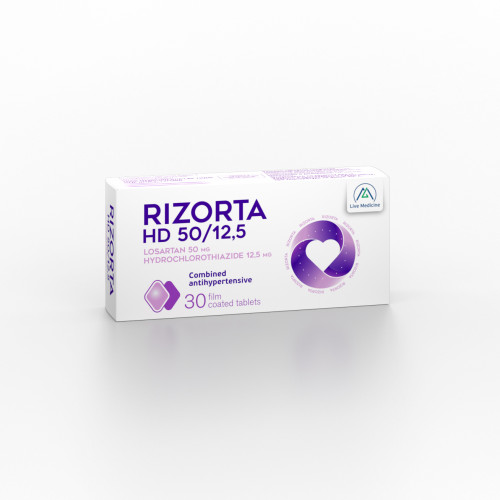 RIZORTA HD 50/12.5 [Losartan + Hydrochlorothiazide] 50 + 12.5 mg Film-coated tablets