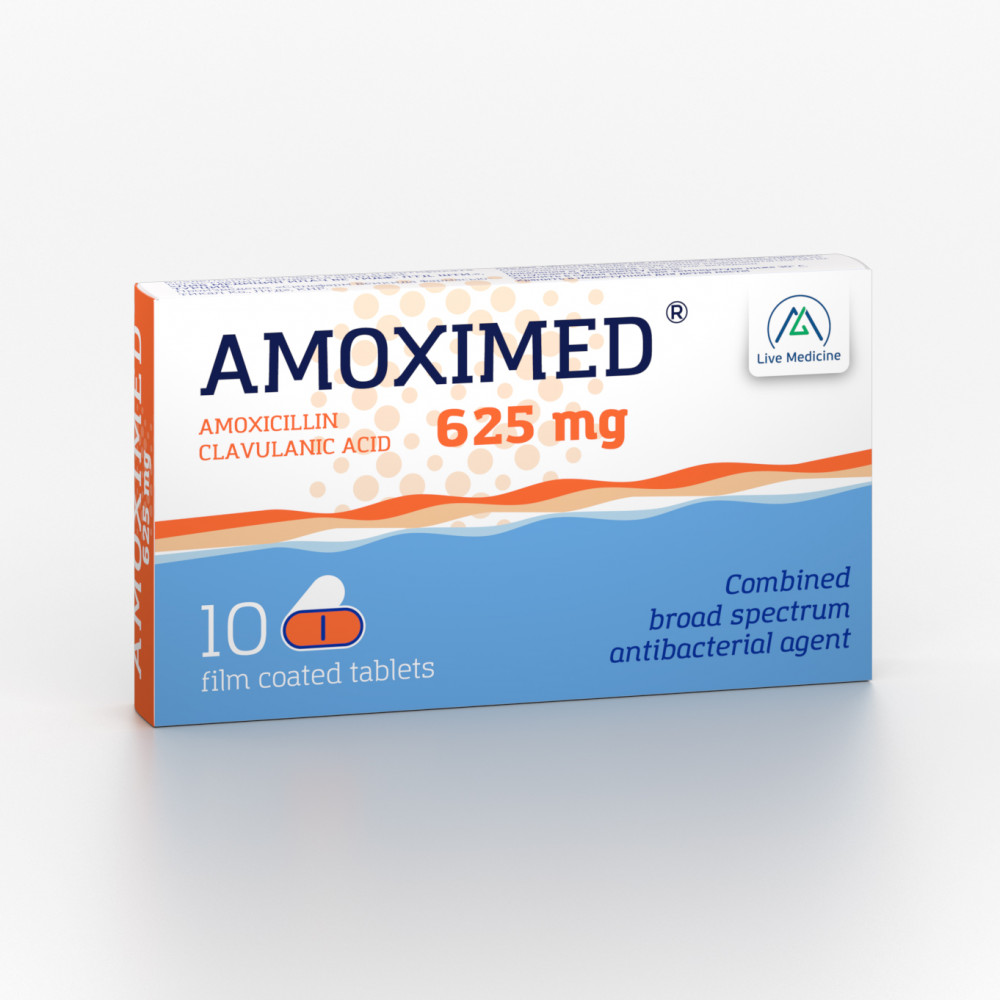 AMOXIMED 625 [Amoxicillin + Clavulanic Acid] 500 + 125 mg Film-coated tablets