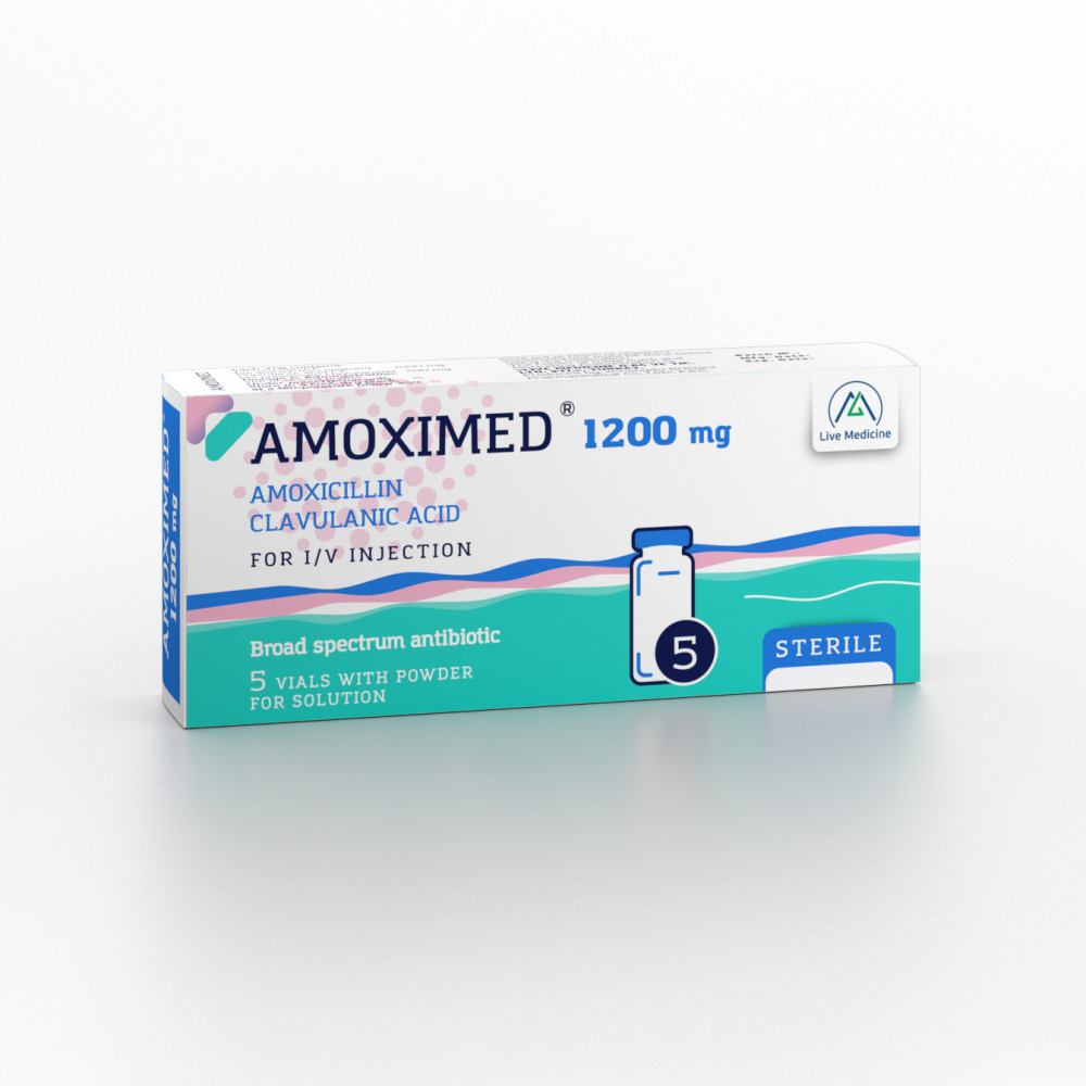 AMOXIMED 1200 [Amoxicillin + Clavulanic Acid] 1000 + 200 mg Powder for IV solution