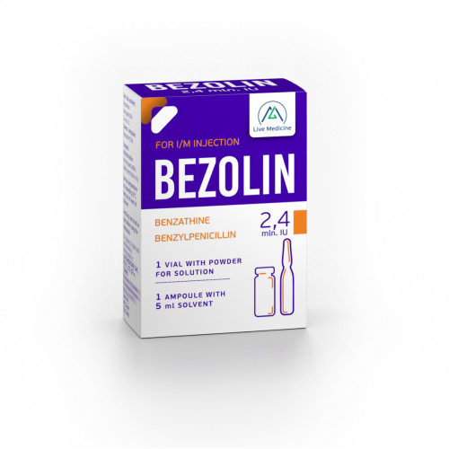 BEZOLIN [Benzathine benzylpenicillin] 2.4 million IU Powder for solution for intramuscular administration