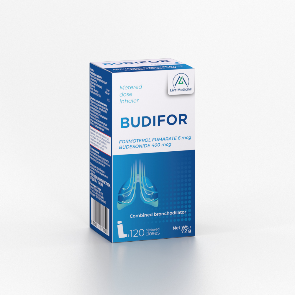 BUDIFOR [Formoterol fumarate + Budesonide] 6 + 400 mcg Dosed inhalation aerosol