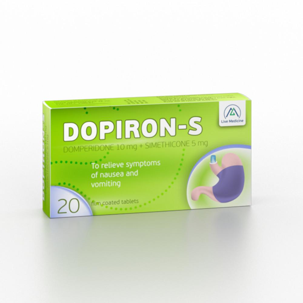 DOPIRON S [Domperidone + Simethicone] 10 + 5 mg Film-coated tablets