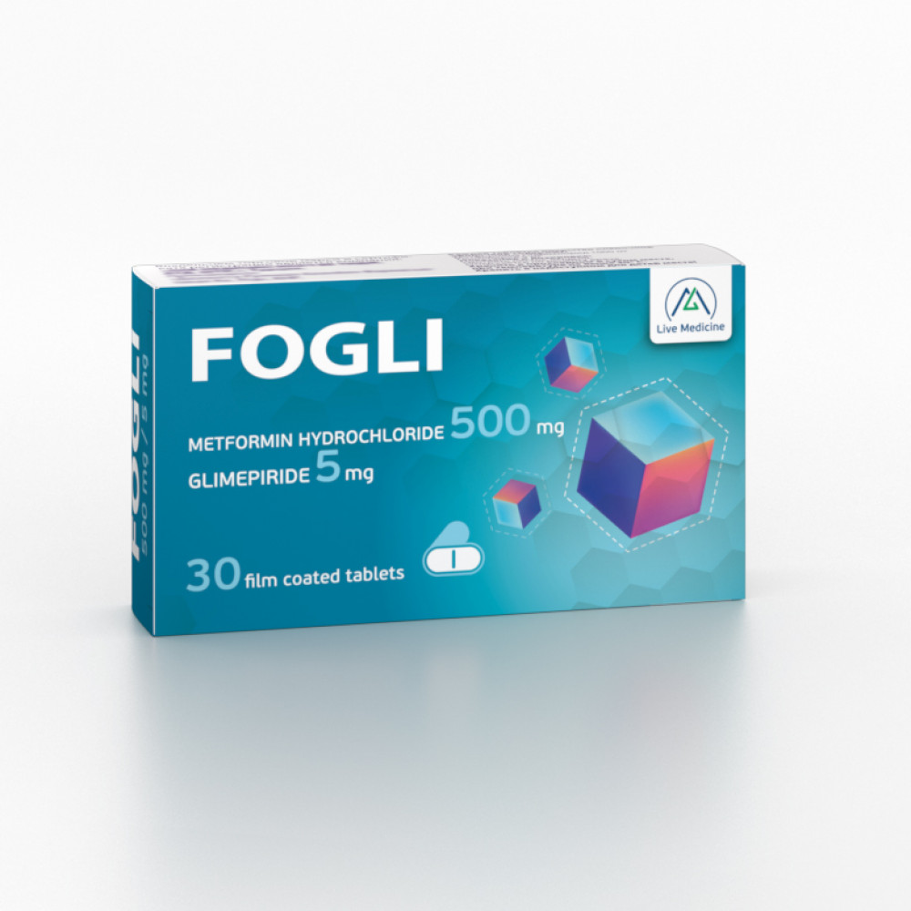 FOGLI 500/5 [Metformin hydrochloride + Glimepiride] 500 + 5 mg Film-coated tablets