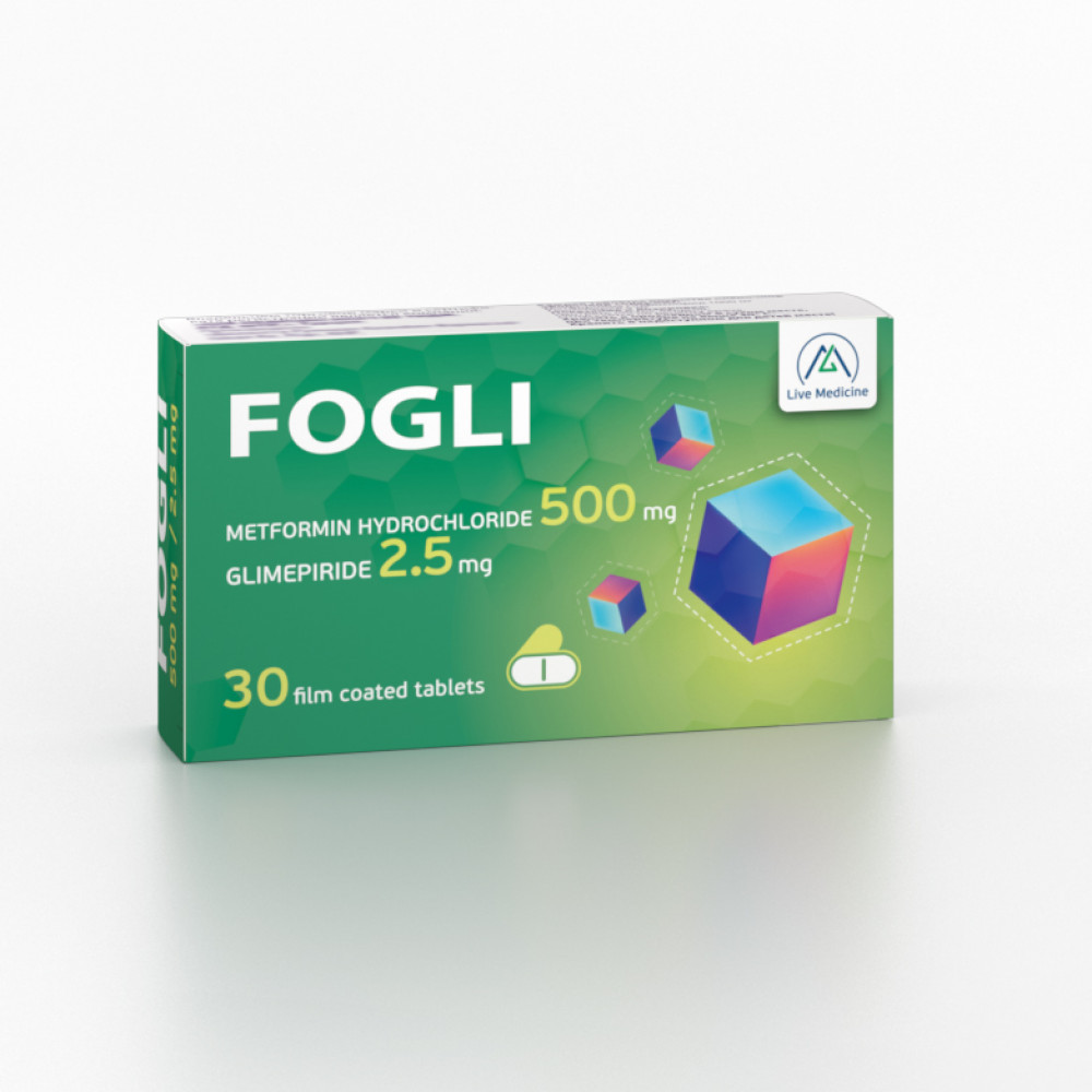 FOGLI 500/2.5 [Metformin hydrochloride + Glimepiride] 500 + 2.5 mg Film-coated tablets