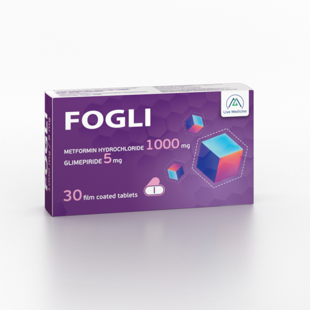 FOGLI 1000/5 [Metformin hydrochloride + Glimepiride] 1000 + 5 mg Film-coated tablets