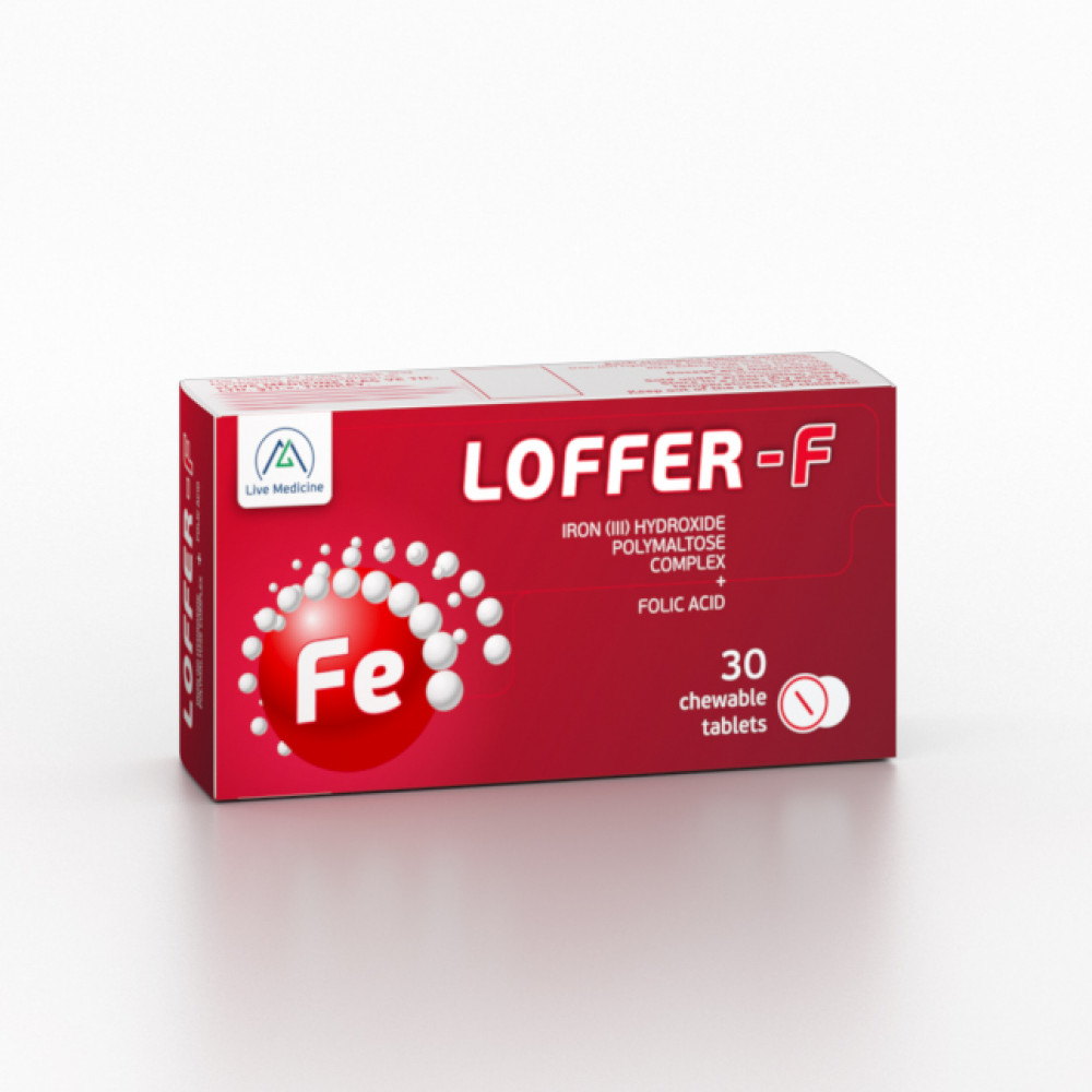 LOFFER-F [Iron (III) Hydroxide Polymaltose + Folic Acid] 100 + 0.35 mg Chewable Tablets