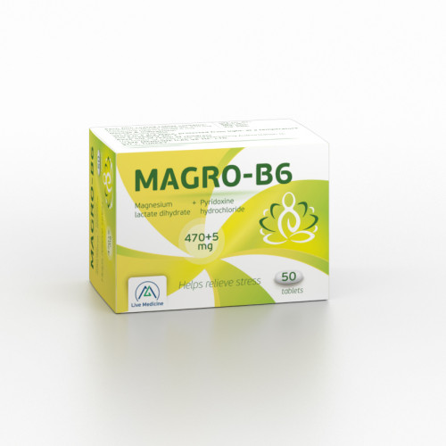 MAGRO-B6 [Magnesium lactate dihydrate + Pyridoxine hydrochloride] 470 mg + 5 mg Tablets