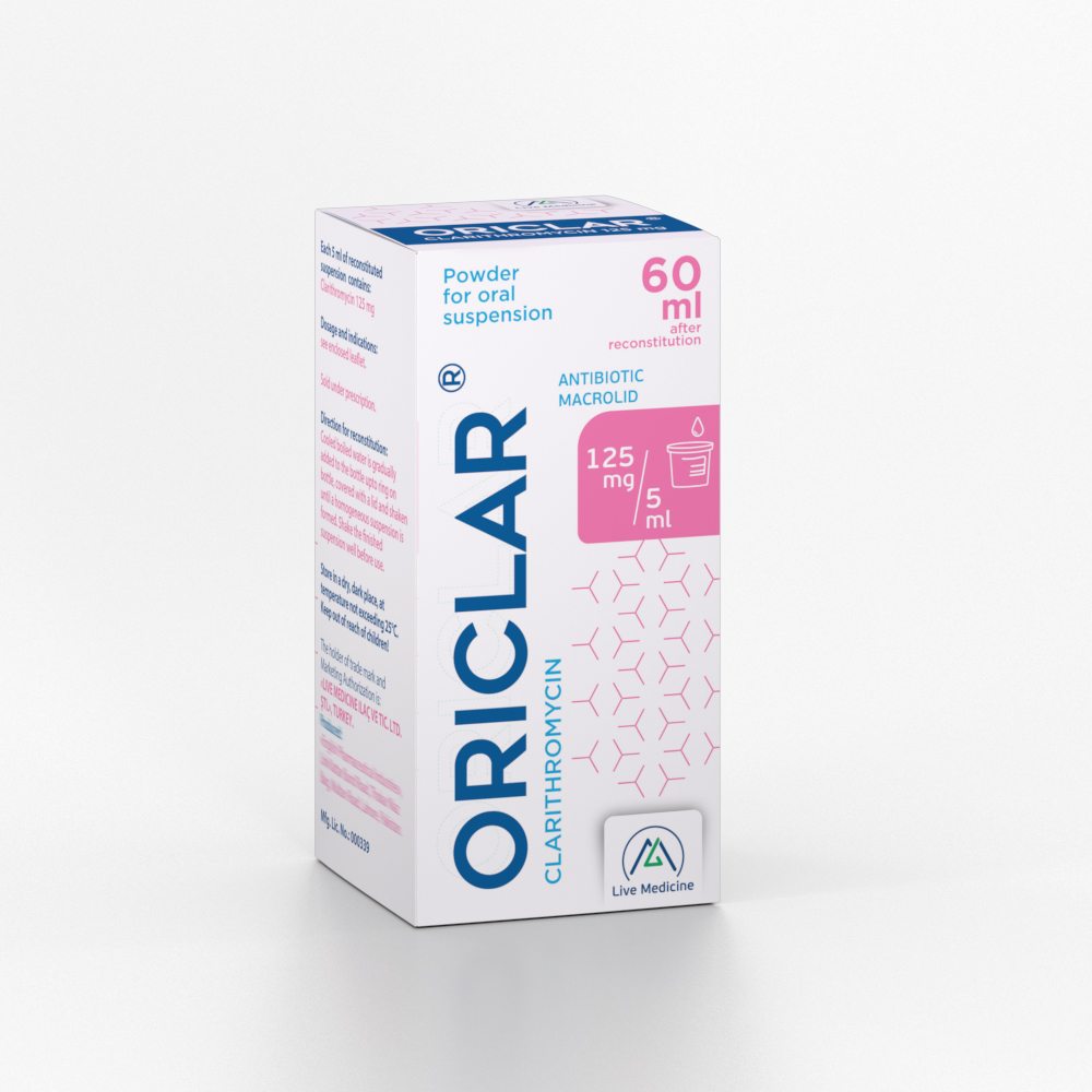 ORICLAR [Clarithromycin] 125 mg/5 ml Powder for suspension