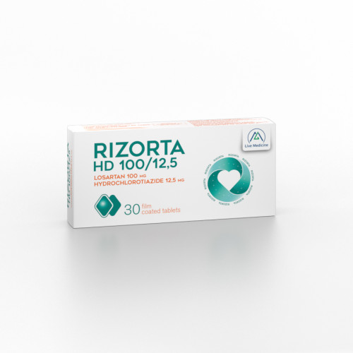 RIZORTA HD 100/12.5 [Losartan + Hydrochlorothiazide] 100 + 12.5 mg Film-coated tablets
