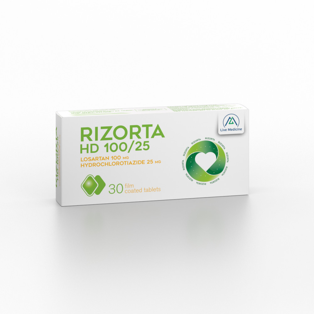 RIZORTA HD 100/25 [Losartan + Hydrochlorothiazide] 100 + 25 mg Film-coated tablets