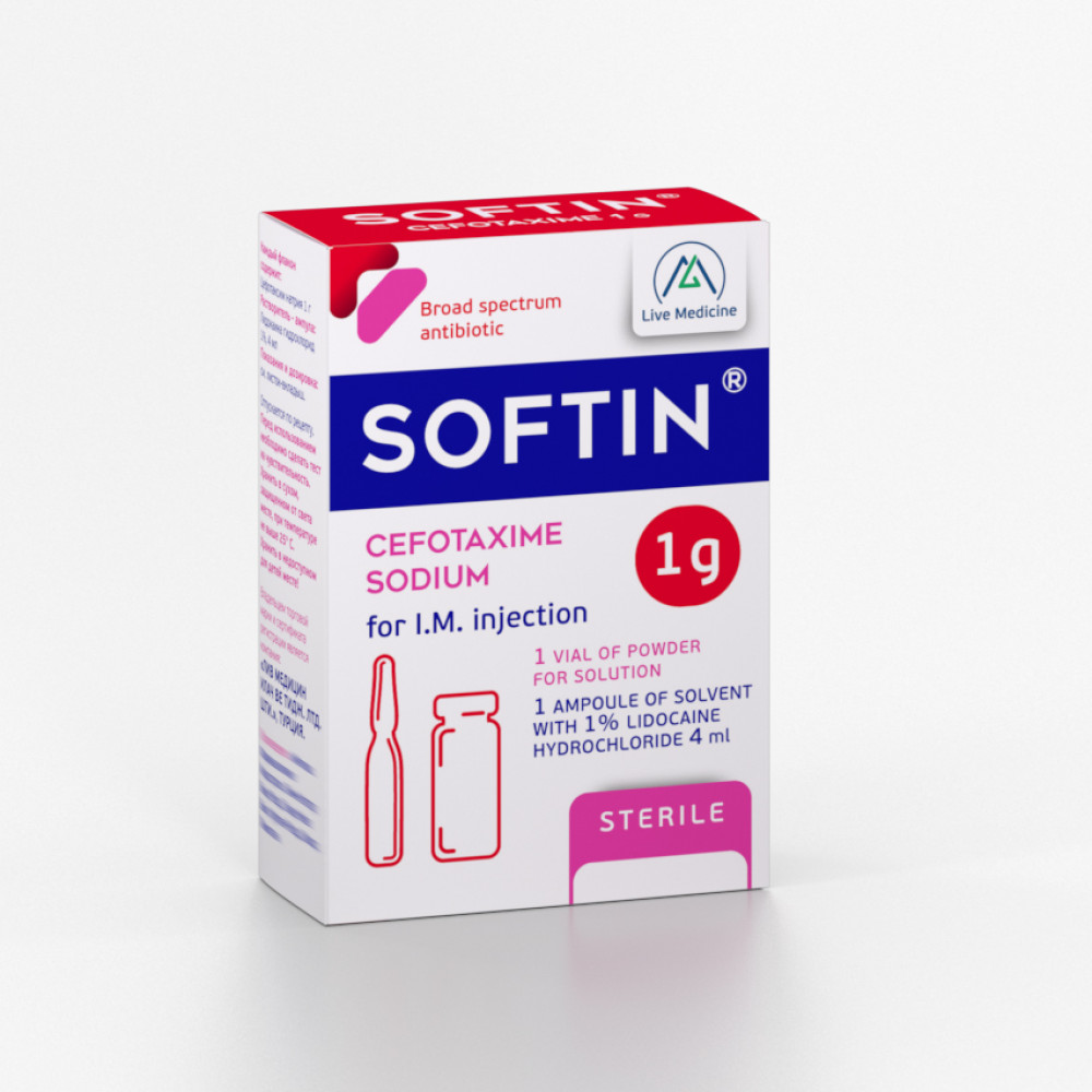 SOFTIN [Cefotaxime] 1 g Powder for the preparation of a solution for IM administration