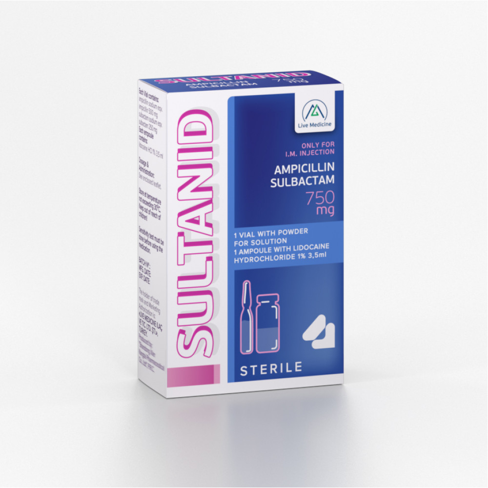 SULTANID [Ampicillin + Sulbactam] 500 +250 mg Powder for solution for I\M administration